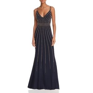 AQUA Dresses - Avery G LONG V NECK W BEADING GOWN AQUA Dresses - Avery G LONG V NECK W BEADING GOWN